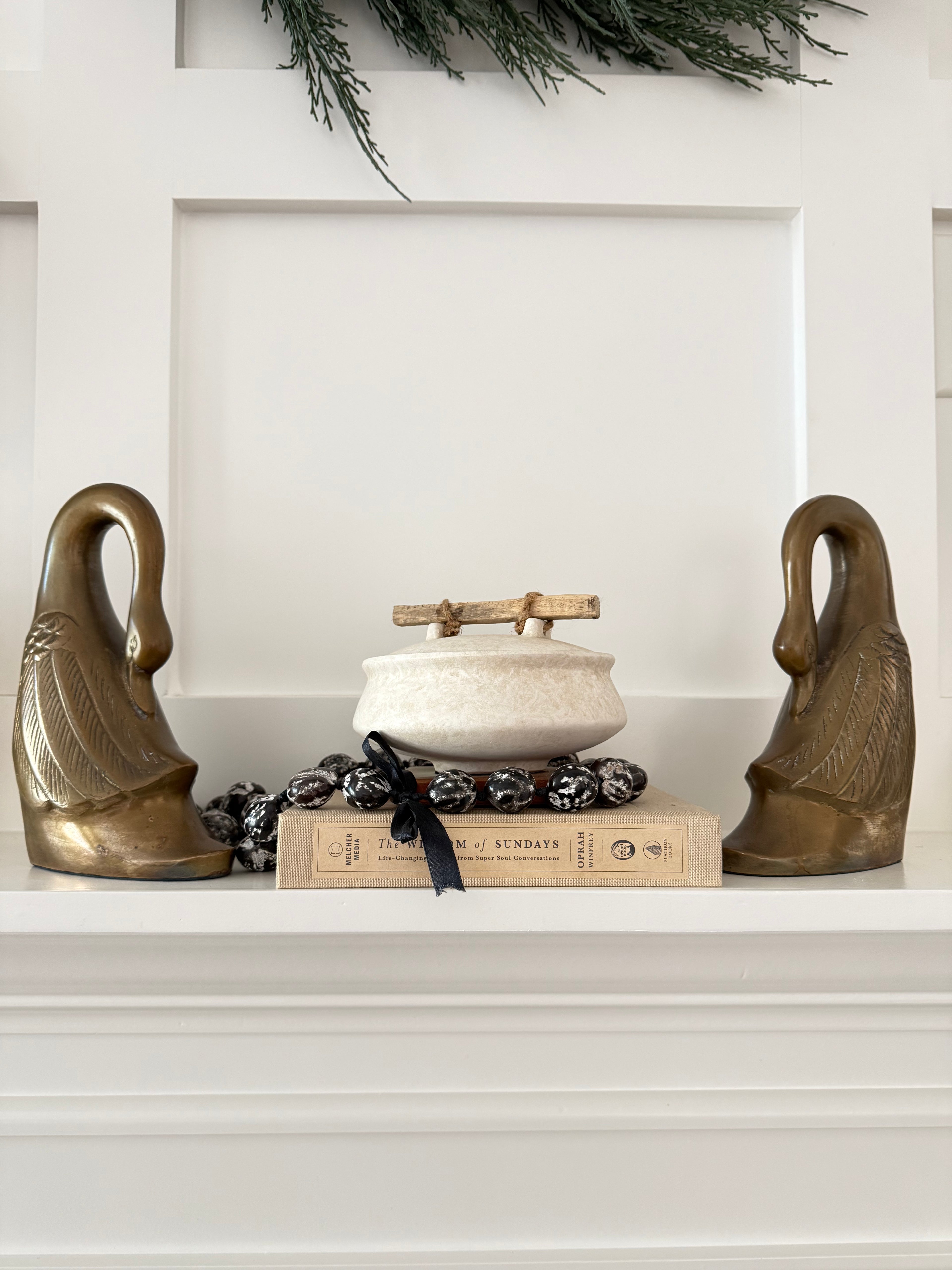 Vintage Brass Swan Bookends