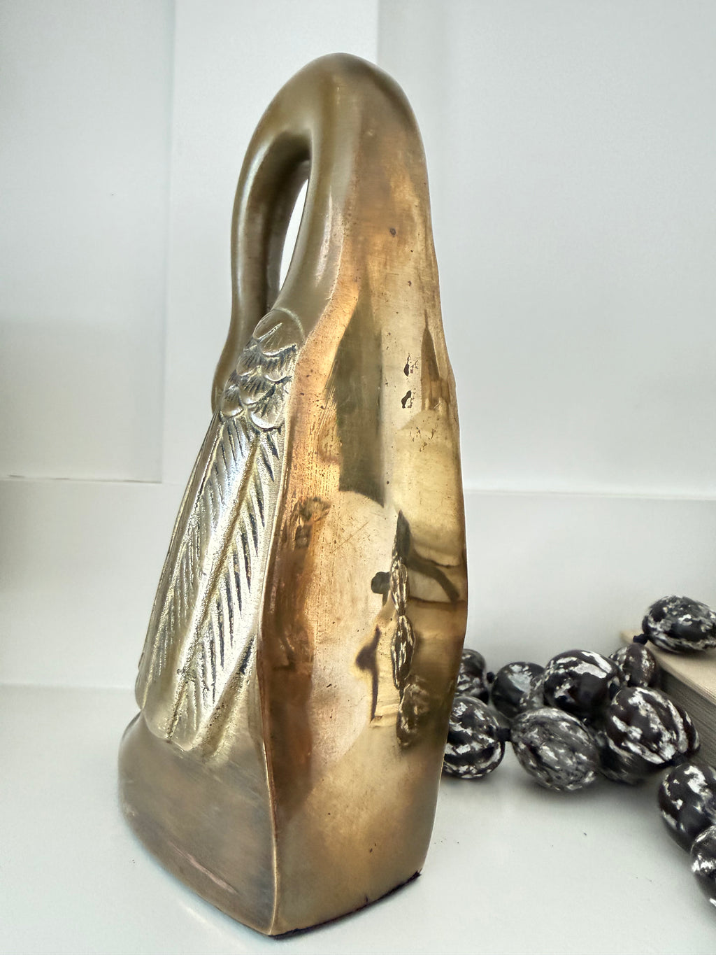 Vintage Brass Swan Bookends